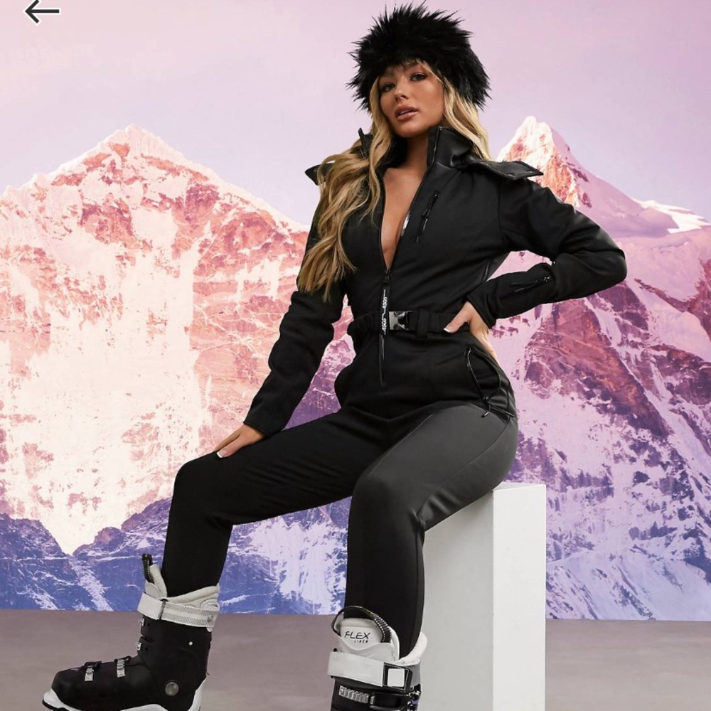 ASOS 4505 ski suit jumpsuit with faux fur hood